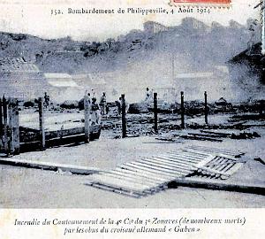 Philippeville - Incendie suite Bombardement Allemand - 1914